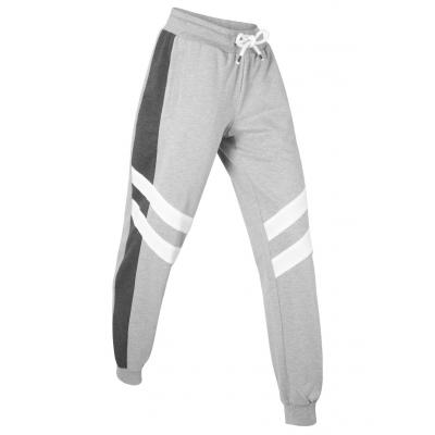 Spodnie sportowe z kontrastowymi wstawkami, długie, level 1 bonprix jasnoszary melanż - antracytowy melanż - biały