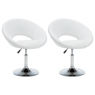 Emaga vidaxl obrotowe krzesła stołowe, 2 szt., białe, sztuczna skóra