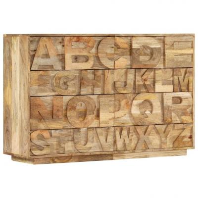 Emaga vidaxl komoda z 6 szufladami, alfabet, 120x35x79 cm, lite drewno mango
