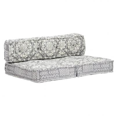 Emaga vidaxl sofa z poduszek na paletę, tkanina, szary patchwork