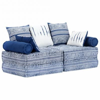 Emaga vidaxl 2-osobowa, modułowa sofa, indygo, tkanina