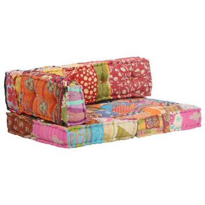 Emaga vidaxl sofa z poduszek na paletę, tkanina, wielokolorowy patchwork