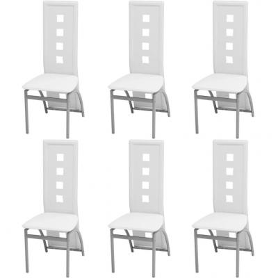 Emaga vidaxl krzesła stołowe, 6 szt., białe, sztuczna skóra