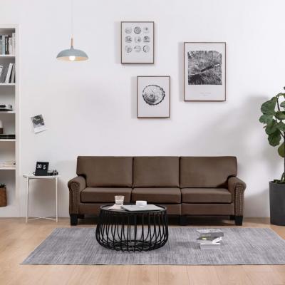 Emaga vidaxl 3-osobowa sofa, brązowa, tapicerowana tkaniną