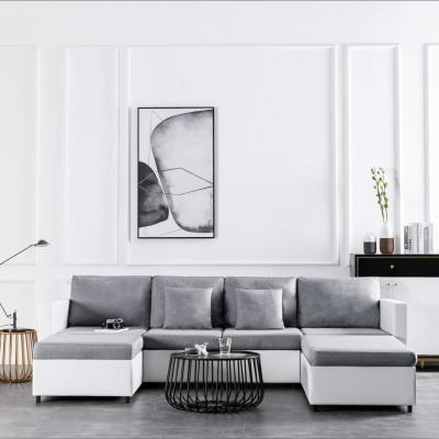 Emaga vidaxl 4-osobowa sofa rozkładana, tapicerowana sztuczną skórą, biała
