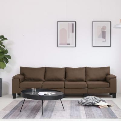 Emaga vidaxl 4-osobowa sofa, brązowa, tapicerowana tkaniną