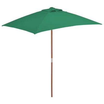Emaga vidaxl parasol ogrodowy na drewnianym słupku, 150 x 200 cm, zielony