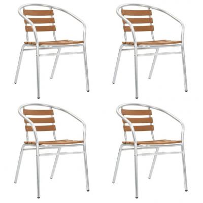 Emaga vidaxl krzesła ogrodowe, sztaplowane, 4 szt., aluminium i wpc, srebrne