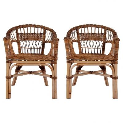 Emaga vidaxl krzesła ogrodowe, 2 szt., naturalny rattan, brązowe