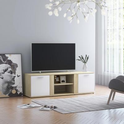 Emaga vidaxl szafka tv, biel i dąb sonoma, 120x34x37 cm, płyta wiórowa
