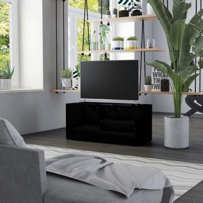 Emaga vidaxl szafka tv, czarna, wysoki połysk, 80x34x36 cm, płyta wiórowa