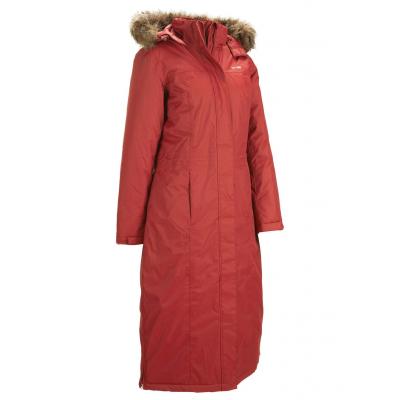 Ciepły płaszcz outdoorowy funkcyjny ze sztucznym futerkiem bonprix czerwony kasztanowy