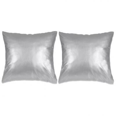 Emaga vidaxl 2-częściowy zestaw poduszek, pu, 45x45 cm, srebrny