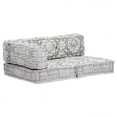 Emaga vidaxl sofa z poduszek na paletę, tkanina, szary patchwork