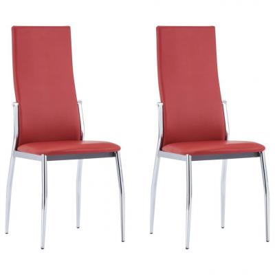 Emaga vidaxl krzesła jadalniane, 2 szt., czerwone, sztuczna skóra