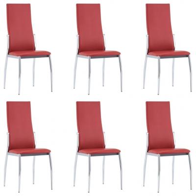Emaga vidaxl krzesła jadalniane, 6 szt., czerwone, sztuczna skóra
