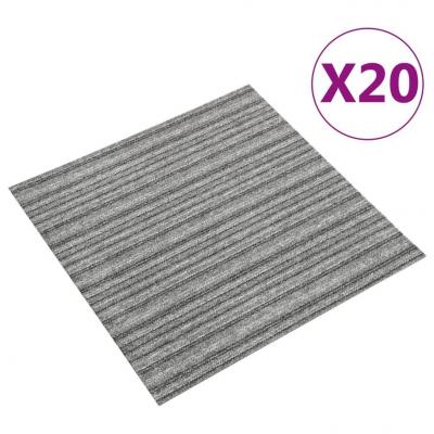 Emaga vidaxl podłogowe płytki dywanowe, 20 szt., 5 m², 50x50 cm, szare pasy