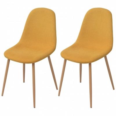 Emaga vidaxl krzesła stołowe, 2 szt., żółte, tkanina