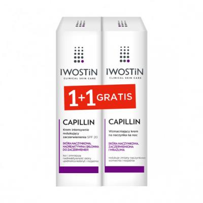 Iwostin Capillin Krem Intensywnie redukujący zaczerwienienia + Capillin Wzmacniający krem na noc (1+1 gratis)