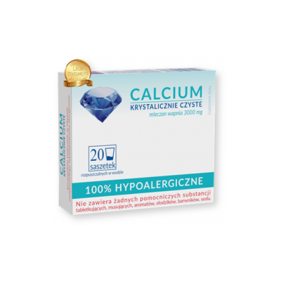 Calcium Krystalicznie Czyste, proszek, 100% hipoalergiczne, proszek w saszetkach, 20 szt.