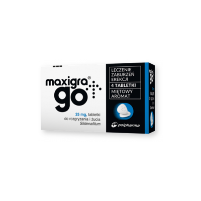 Maxigra Go, 25 mg, tabletki do rozgryzania i żucia, 4 szt.