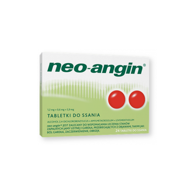 Neo-Angin, 1,2 mg+0,6 mg+5,9 mg, tabletki do ssania, 24 szt.