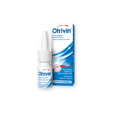 Otrivin 0,1%, 1 mg/ml, aerozol do nosa, pojemność 10 ml.