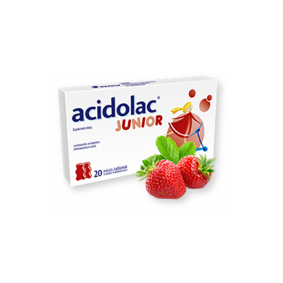 Acidolac Junior, misio-tabletki, smak truskawkowy, 20 szt.