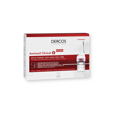 Vichy Dercos Aminexil Clinical 5, kuracja przeciw wypadaniu włosów dla kobiet, 6 ml, 21 ampułek