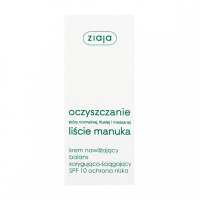 Ziaja Liście Manuka-Oczyszczanie, krem nawilżający, korygująco-ściągający, SPF 10, 50 ml