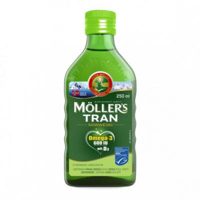 Mollers Tran Norweski, aromat jabłkowy, pojemność 250 ml.