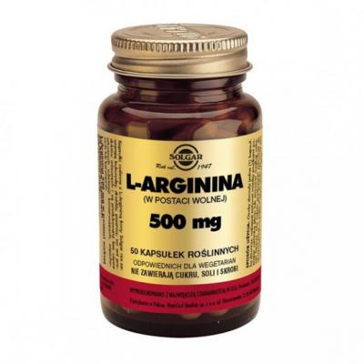Solgar L-Arginina, 500 mg, kapsułki, 50 szt.