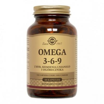 Solgar Omega 3-6-9 z ryb, siemienia lnianego i ogórecznika, kapsułki, 60 szt.