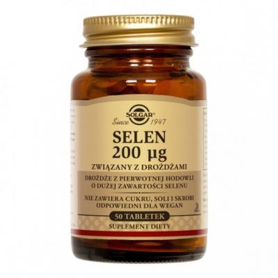 Solgar Selen, 200 µg, związany z drożdżami, tabletki, 50 szt.