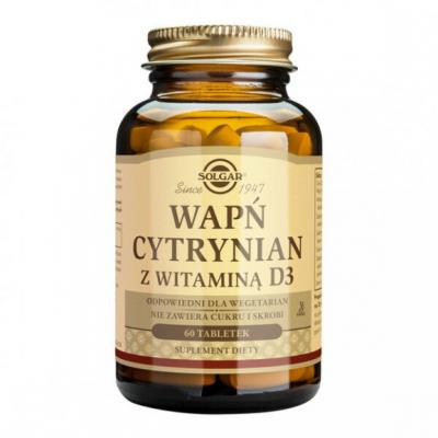 Solgar Wapń Cytrynian z witaminą D3, tabletki, 60 szt.