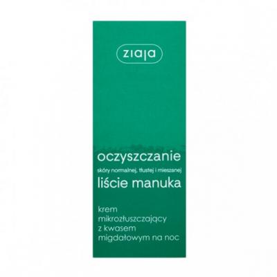 Ziaja Liście Manuka-Oczyszczanie, krem mikrozłuszczający z kwasem migdałowym, na noc, 50 ml