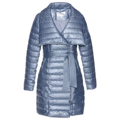 Krótki płaszcz pikowany z połyskującego materiału bonprix matowy niebieski metaliczny