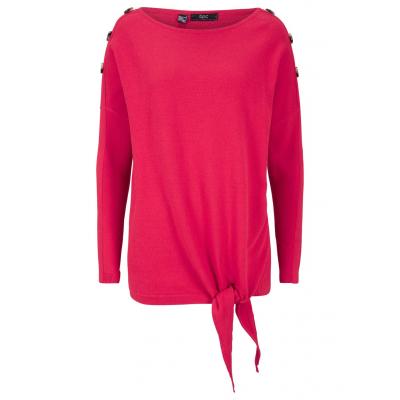 Sweter z ozdobnym przewiązaniem, oversize bonprix czerwień granatu