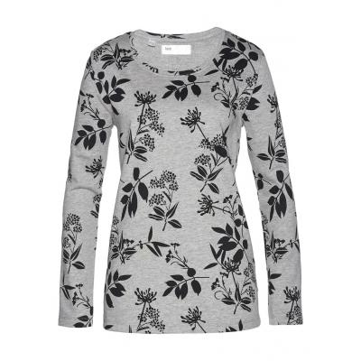 Bluza dresowa bonprix jasnoszary melanż - czarny w kwiaty