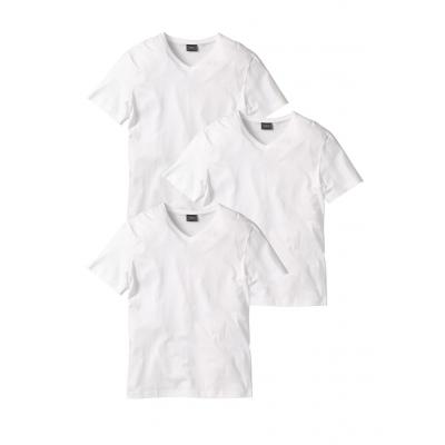 T-shirt z dekoltem w serek (3 szt.) bonprix 3x biały