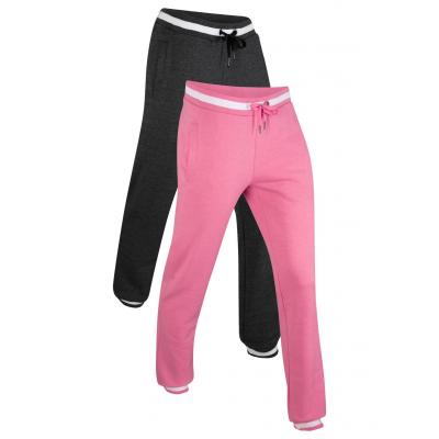 Spodnie dresowe z kolekcji maite kelly (2 pary), długie, level 1 bonprix matowy różowy + czarny