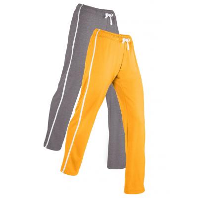 Spodnie dresowe (2 pary), długie, level 1 bonprix żółty szafranowy + antracytowy melanż