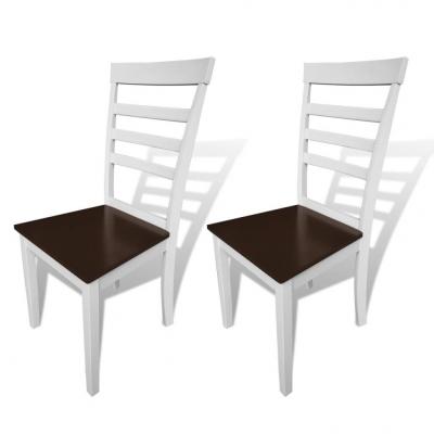 Emaga vidaxl krzesła stołowe, 2 szt., biało-brązowe, lite drewno i mdf