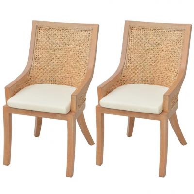 Emaga vidaxl krzesła stołowe, 2 szt., rattan i lite drewno mango