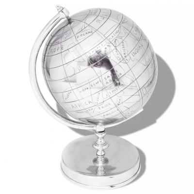 Emaga vidaxl globus z podstawką, aluminium, srebrny, 42 cm