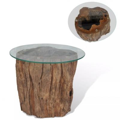 Emaga vidaxl stolik kawowy, drewno tekowe i szkło, 50 x 40 cm