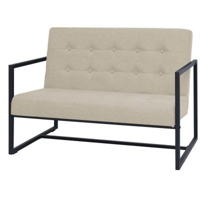 Emaga vidaxl 2-osobowa sofa z podłokietnikami, stal i tkanina, kremowa