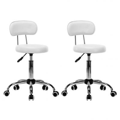 Emaga vidaxl krzesła kosmetyczne, 2 szt., obrotowe, sztuczna skóra, białe