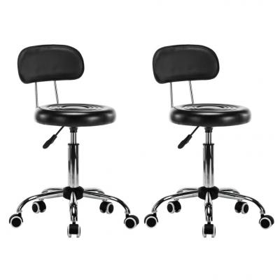 Emaga vidaxl krzesła kosmetyczne, 2 szt., obrotowe, sztuczna skóra, czarne