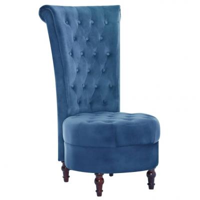 Emaga vidaxl krzesło z wysokim oparciem, niebieskie, aksamitne
